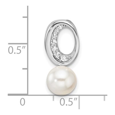 14K White Gold 1/15 ct tw Freshwater Cultured Pearl & Diamond Slide Pendant – view 4