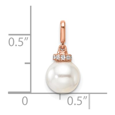 14K Rose Gold 1/20 ct tw Freshwater Cultured Pearl & Diamond Pendant – view 4