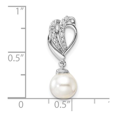 14K White Gold 1/10 ct tw Freshwater Cultured Pearl & Diamond Slide Pendant – view 4