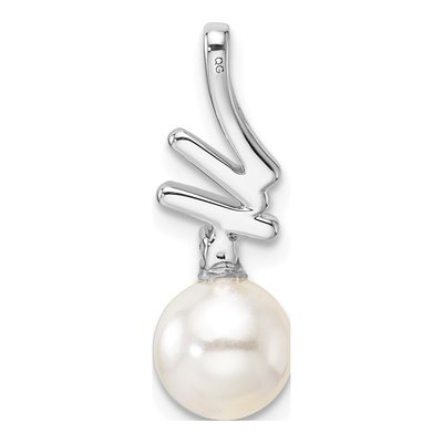 14K White Gold 1/10 ct tw Freshwater Cultured Pearl & Diamond Slide Pendant – view 3