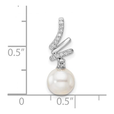 14K White Gold 1/10 ct tw Freshwater Cultured Pearl & Diamond Slide Pendant – view 4
