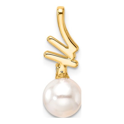 14K Yellow Gold 1/10 ct tw Freshwater Cultured Pearl & Diamond Slide Pendant – view 3