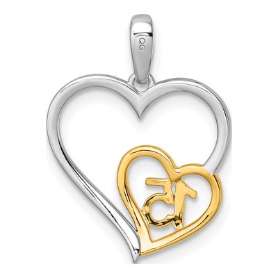14K Two-Tone Gold 1/20 ct tw Diamond Quinceaera 15-Heart Pendant – view 3
