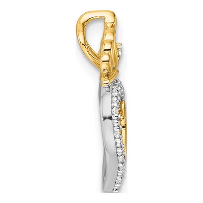 14K Two-Tone Gold 1/15 ct tw Diamond Quinceaera 15-Heart Slide Pendant – view 2