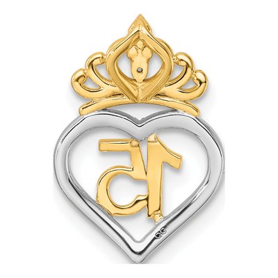 14K Two-Tone Gold 1/15 ct tw Diamond Quinceaera 15-Heart Slide Pendant – view 3