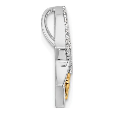 14K Two-Tone Gold 1/15 ct tw Diamond Quinceanera Double Heart Slide Pendant – view 2