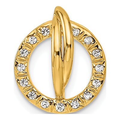 14K Yellow Gold 1/10 ct tw Diamond Open Circle Slide Pendant