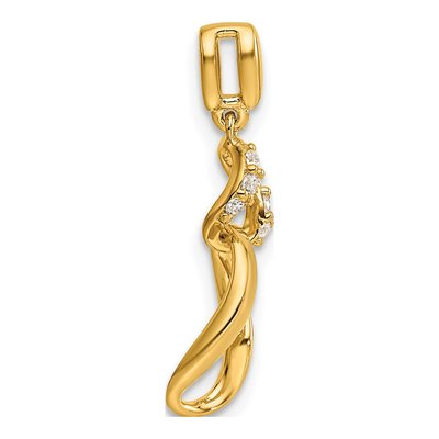 14K Yellow Gold 1/20 ct tw Diamond Wavy Oval Pendant – view 2