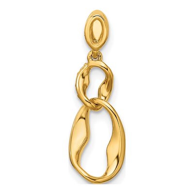 14K Yellow Gold 1/20 ct tw Diamond Wavy Oval Pendant – view 3