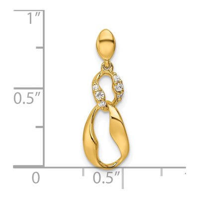 14K Yellow Gold 1/20 ct tw Diamond Wavy Oval Pendant – view 4