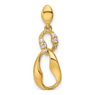 14K Yellow Gold 1/20 ct tw Diamond Wavy Oval Pendant