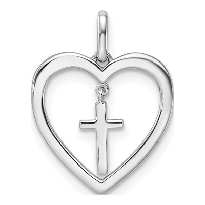 14K White Gold 1/6 ct tw Diamond Heart Cross Pendant – view 3