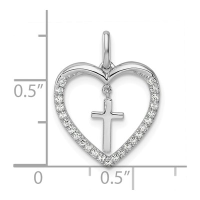 14K White Gold 1/6 ct tw Diamond Heart Cross Pendant – view 4