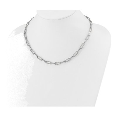 14K White Gold 3.69 ct tw Diamond Paperclip Necklace – view 3