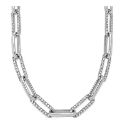 14K White Gold 3.69 ct tw Diamond Paperclip Necklace