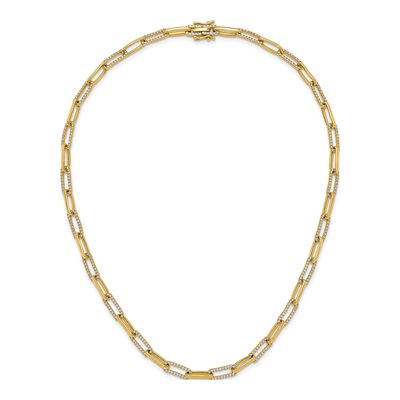 14K Yellow Gold 3.69 ct tw Diamond Paperclip Necklace – view 4