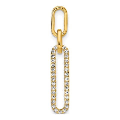 14K Yellow Gold 1/6 ct tw Diamond Paperclip Link Pendant