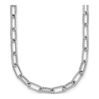 14K White Gold 1.44 ct tw Diamond Paperclip Necklace