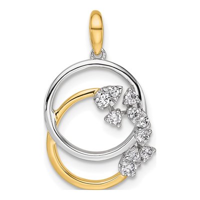 14K Two-Tone Gold 1/5 ct tw Diamond Intertwined Circles Pendant