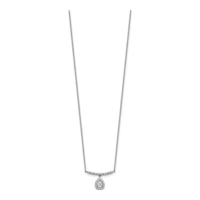 14K White Gold 1/4 ct tw Diamond Bar Pear Halo Necklace – view 2