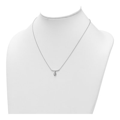 14K White Gold 1/4 ct tw Diamond Bar Pear Halo Necklace – view 3
