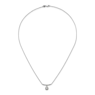 14K White Gold 1/4 ct tw Diamond Bar Pear Halo Necklace – view 4