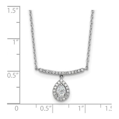 14K White Gold 1/4 ct tw Diamond Bar Pear Halo Necklace – view 5
