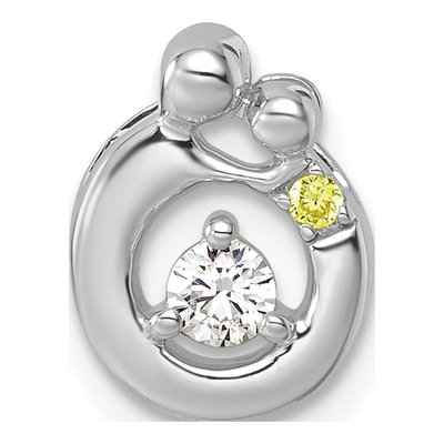 14K White Gold Wg 1-Birthstone Dia Mother Child Slide Pendant – view 2