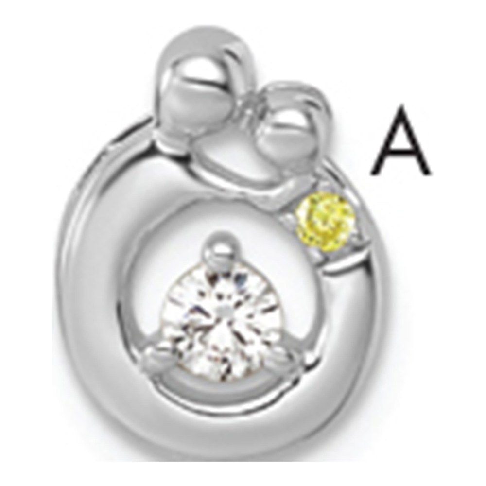 14K Wg 1 Genuine Birthstone And Dia. Mother/child Chain Slide