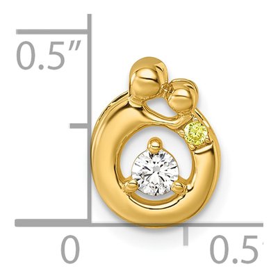 14K Yellow Gold Birthstone Dia Mother Child Slide Pendant – view 5