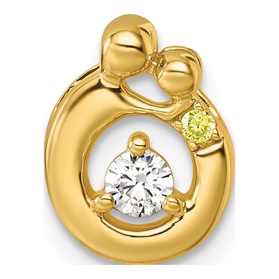 14K Yellow Gold Birthstone Dia Mother Child Slide Pendant – view 2