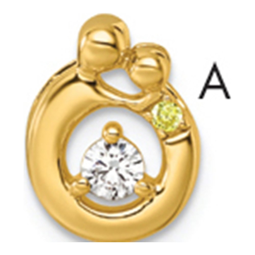 14K 1 Synthetic Birthstone And Dia. Mother/child Chain Slide