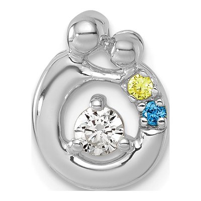14K White Gold Mother Child Birthstone Slide Pendant – view 2