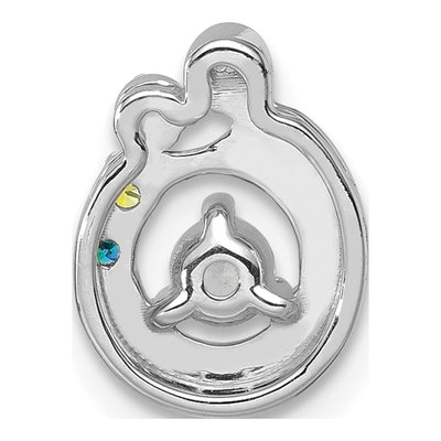 14K White Gold Wg Birthstone Dia Mother Child Slide Pendant – view 4