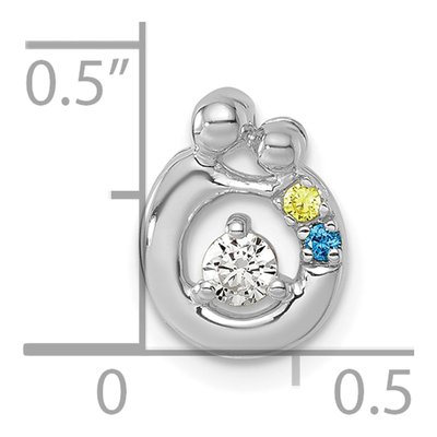 14K White Gold Wg Birthstone Dia Mother Child Slide Pendant – view 5