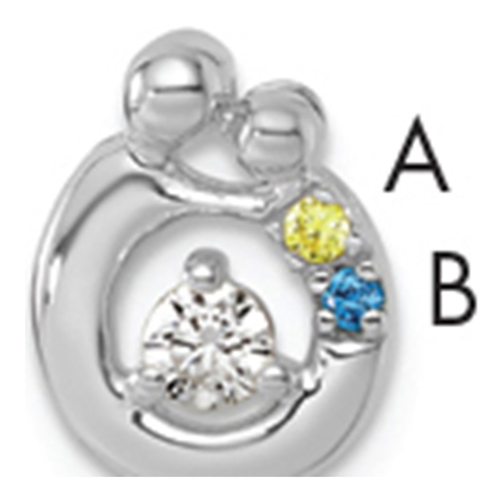 14K Wg 2 Genuine Birthstone And Dia. Mother/child Chain Slide