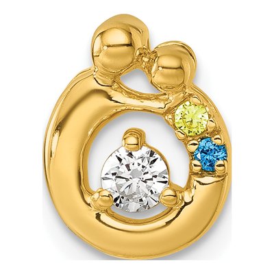 14K Yellow Gold Birthstone Dia Mother Child Slide Pendant – view 2
