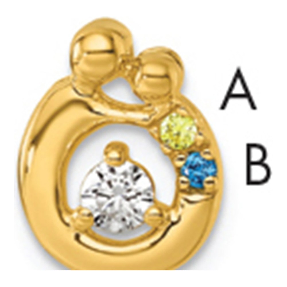 14K 2 Genuine Birthstone And Dia. Mother/child Chain Slide