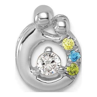 14K White Gold Wg Birthstone Dia Mother Child Slide Pendant – view 2