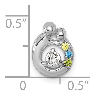 14K White Gold Wg Birthstone Dia Mother Child Slide Pendant – view 5