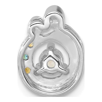 14K White Gold Wg Birthstone Dia Mother Child Slide Pendant – view 4