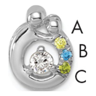 14K White Gold Wg Birthstone Dia Mother Child Slide Pendant