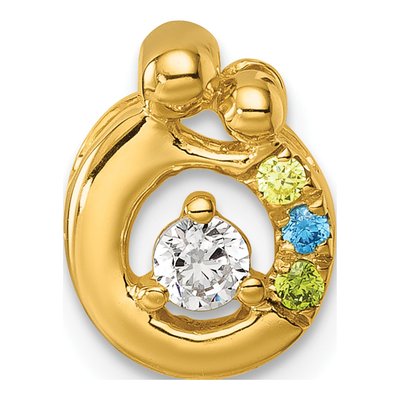 14K Yellow Gold Mother Child Birthstone Slide Pendant – view 2
