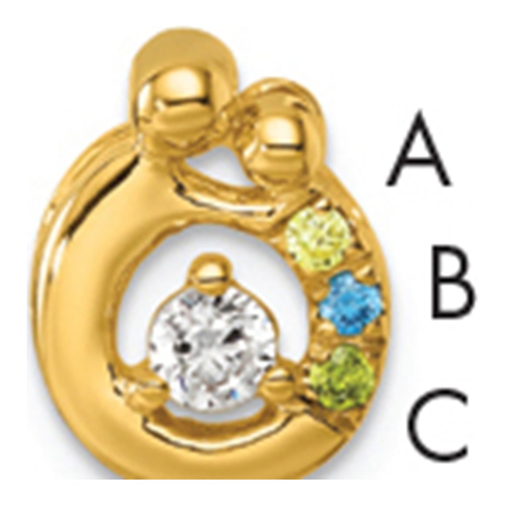 14K 3 Genuine Birthstone And Dia. Mother/child Chain Slide