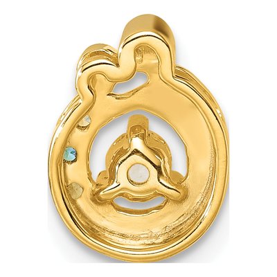 14K Yellow Gold Birthstone Dia Mother Child Slide Pendant – view 4