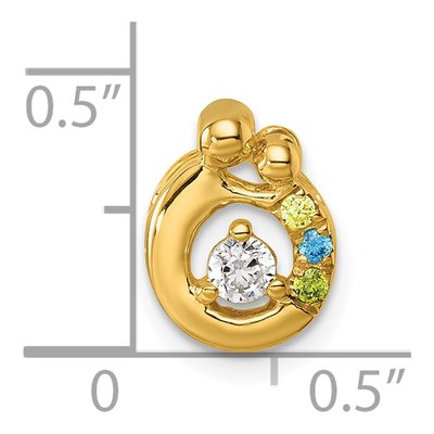 14K Yellow Gold Birthstone Dia Mother Child Slide Pendant – view 5