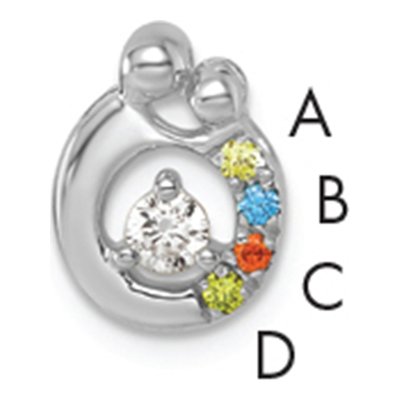 14K White Gold Mother's Slide Pendant