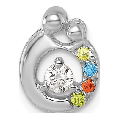 14K White Gold Wg Birthstone Dia Mother Child Slide Pendant – view 2