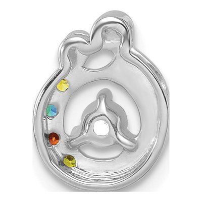 14K White Gold Wg Birthstone Dia Mother Child Slide Pendant – view 4
