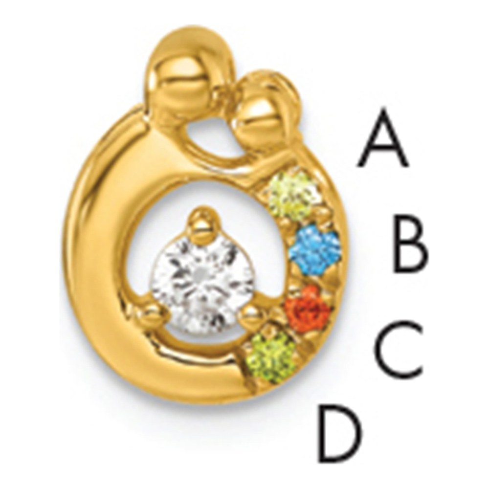 14K 4 Genuine Birthstone And Dia. Mother/child Chain Slide